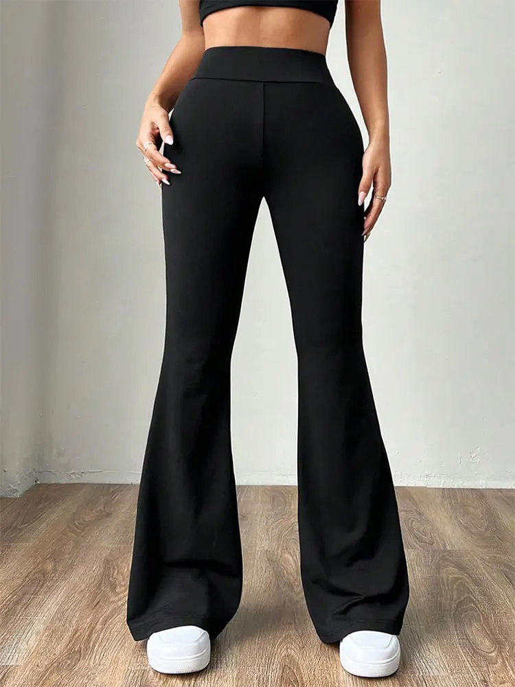 Summer New Women's Trousers Black Sexy Slim Hip-lifting Bell Bottoms Streetwear Fashion Female Versatile Pants Knitted Clothing