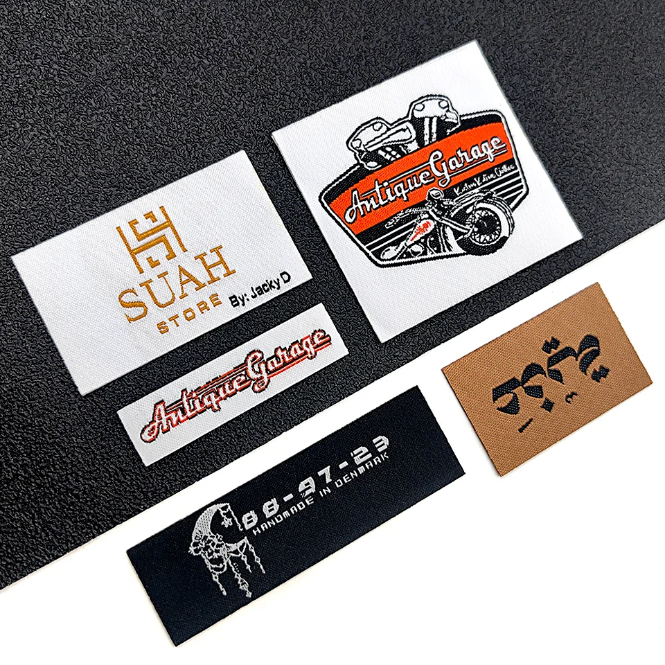 Luxury Custom Iron on Woven Labels Heat Transfer Size Labels for Clothing Self-Adhesive Clothing Tags