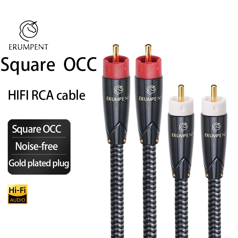 

ERUMPENT One Pair Hifi RCA Audio Cable Hi-end 2RCA Male Spliter to 2RCA Male Wire for Sound TV Amplifier Speaker