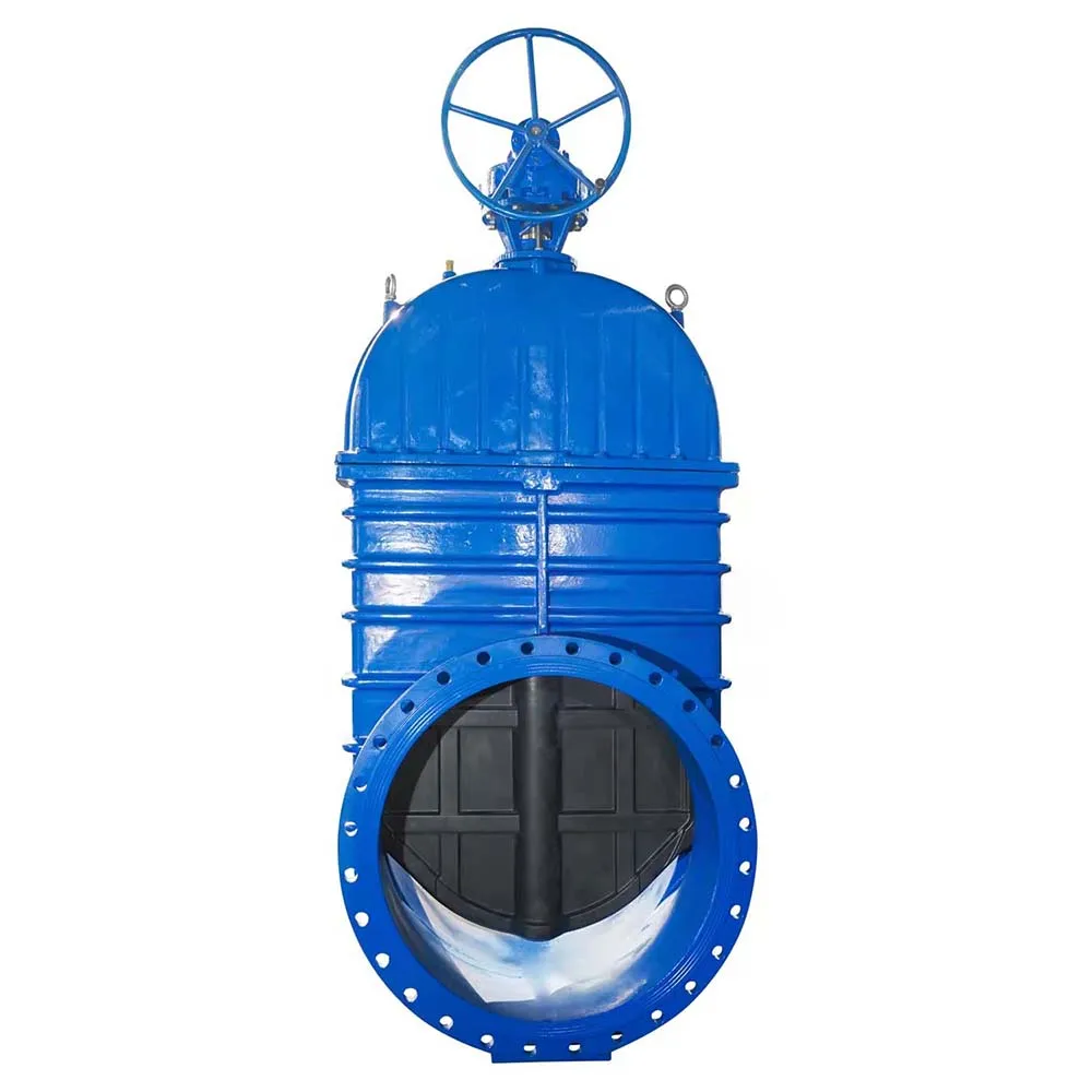 صمام بوابة يدوي DN200 DN1200 مع تروس مشطوف تعمل بقطر كبير وختم ناعم للمياه PN10 وPN16 تصميم مانع للتسرب