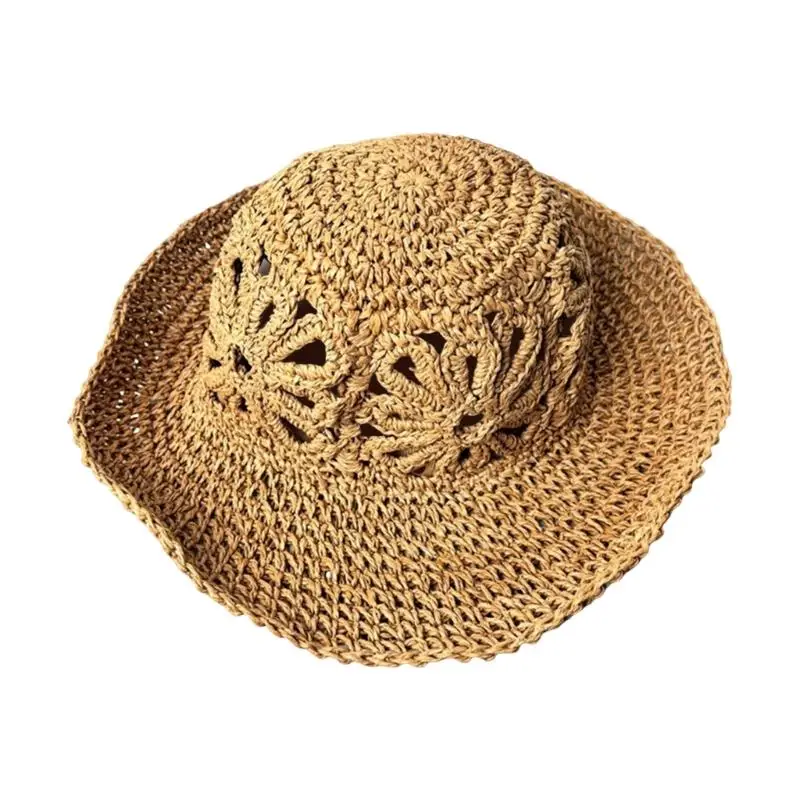 31BB Summer Straw Beach Hat with Broad and Openwork Band Detail