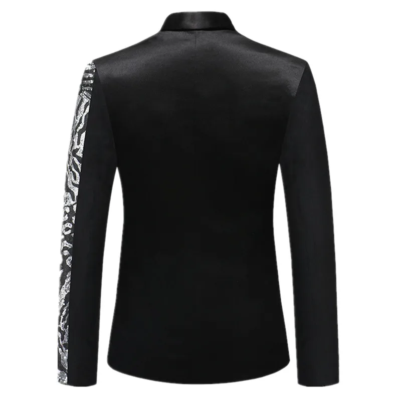 New Men Luxury Sequined Suit Patchwork Jacket Fashionable Host Singer Stage Performance Dress Single Button Blazers