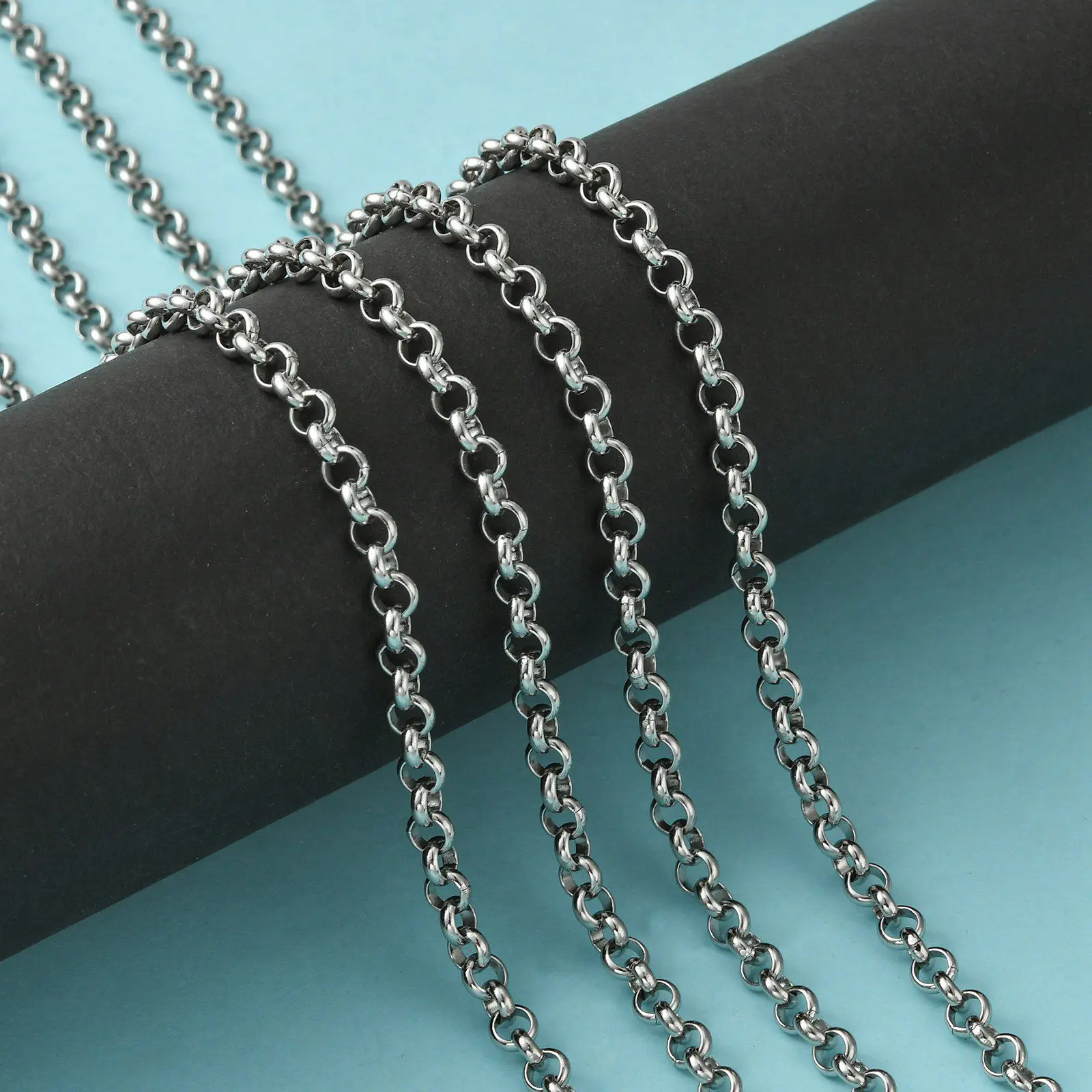 10m 304 Stainless Steel Rolo Chains Unwelded Link Chain for Jewelry Making DIY Bracelet Necklace 2.5/3/4/5/6mm