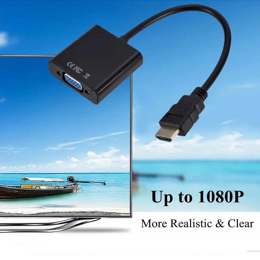 HD 1080P HDMI-compatible to VGA Adapter Cable With Audio Power Port Converter Apply to PS4 XBOX PC Laptop HDTV Projector Monitor