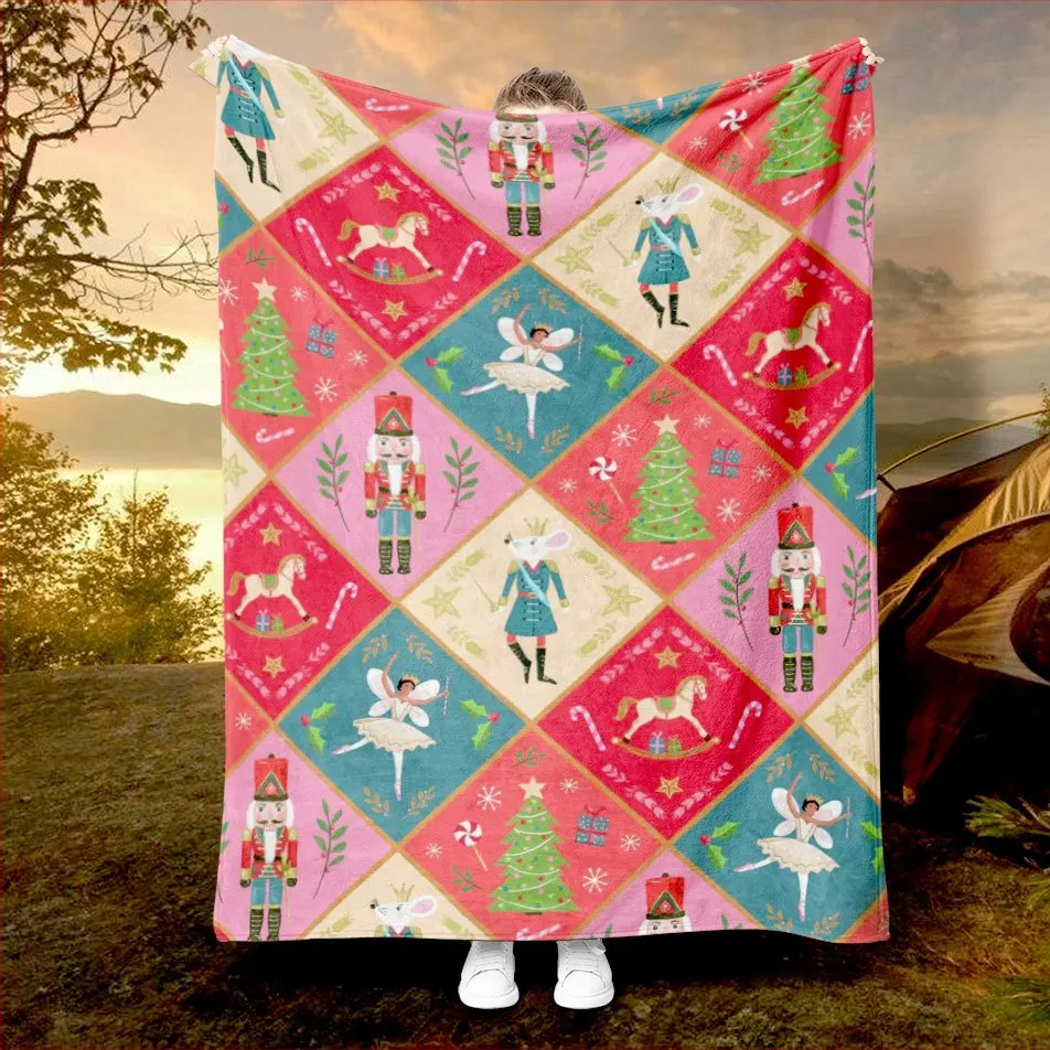 Nutcracker Fantasy Ballet Blanket Reversible Flannel Throw for Holiday Magic AllSeason Comfort Festive Performance Gift