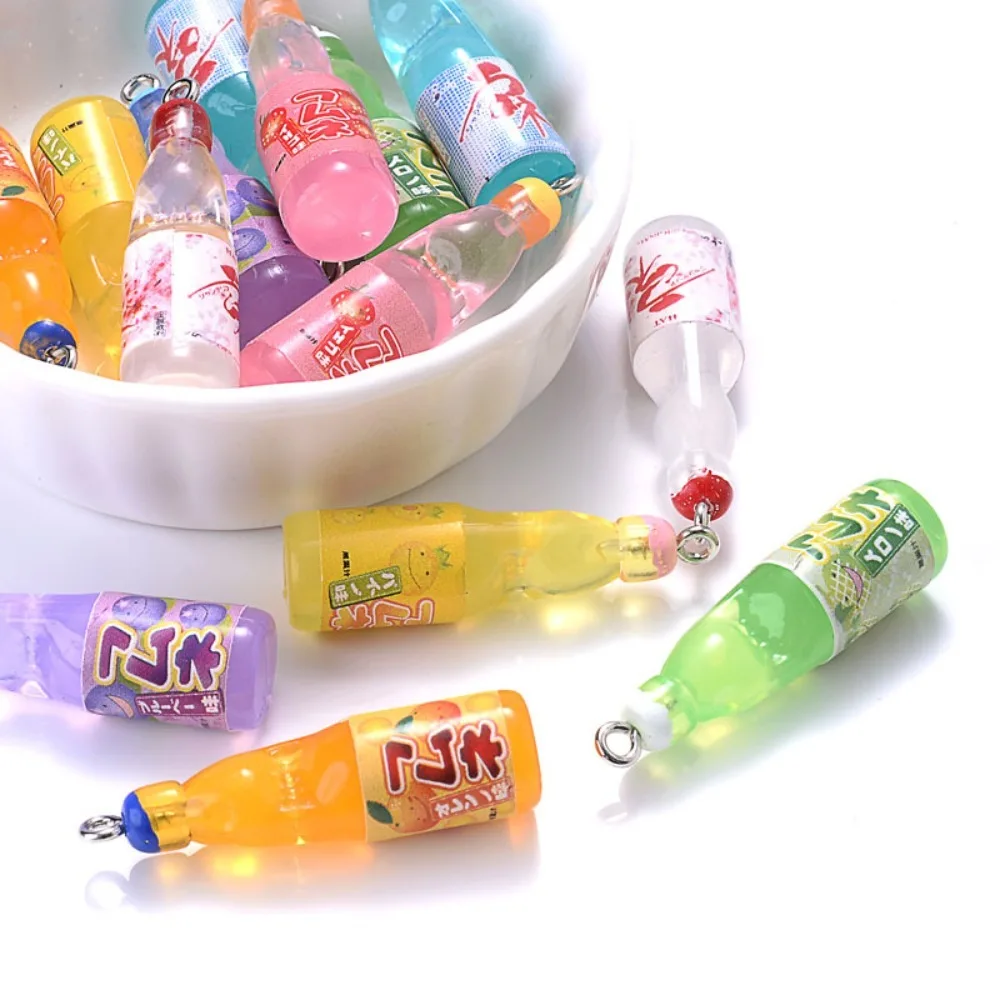 10Pcs Resin Charms Juice Bottle Resin Pendant Charms Beverages Mini Juice Bottle Drink Pendant Colorful Mini