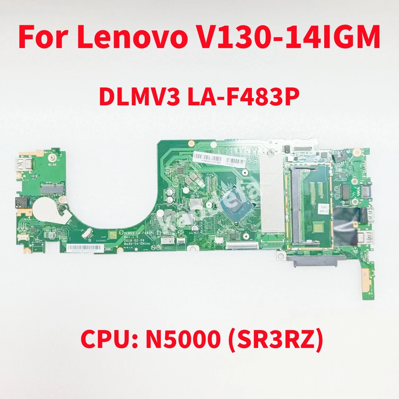 레노버 V130-14IGM 노트북 마더보드용 LA-F483P 메인보드, CPU: N5000 SR3RZ DDR4 100% 테스트 OK, DLMV3