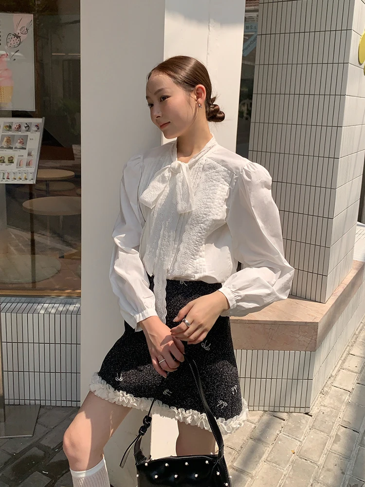 Fashion High Quality 2024 Fall A-Line Skirt for Women's High Waist Splicing design Return Black MIni Skirt Lady korean style