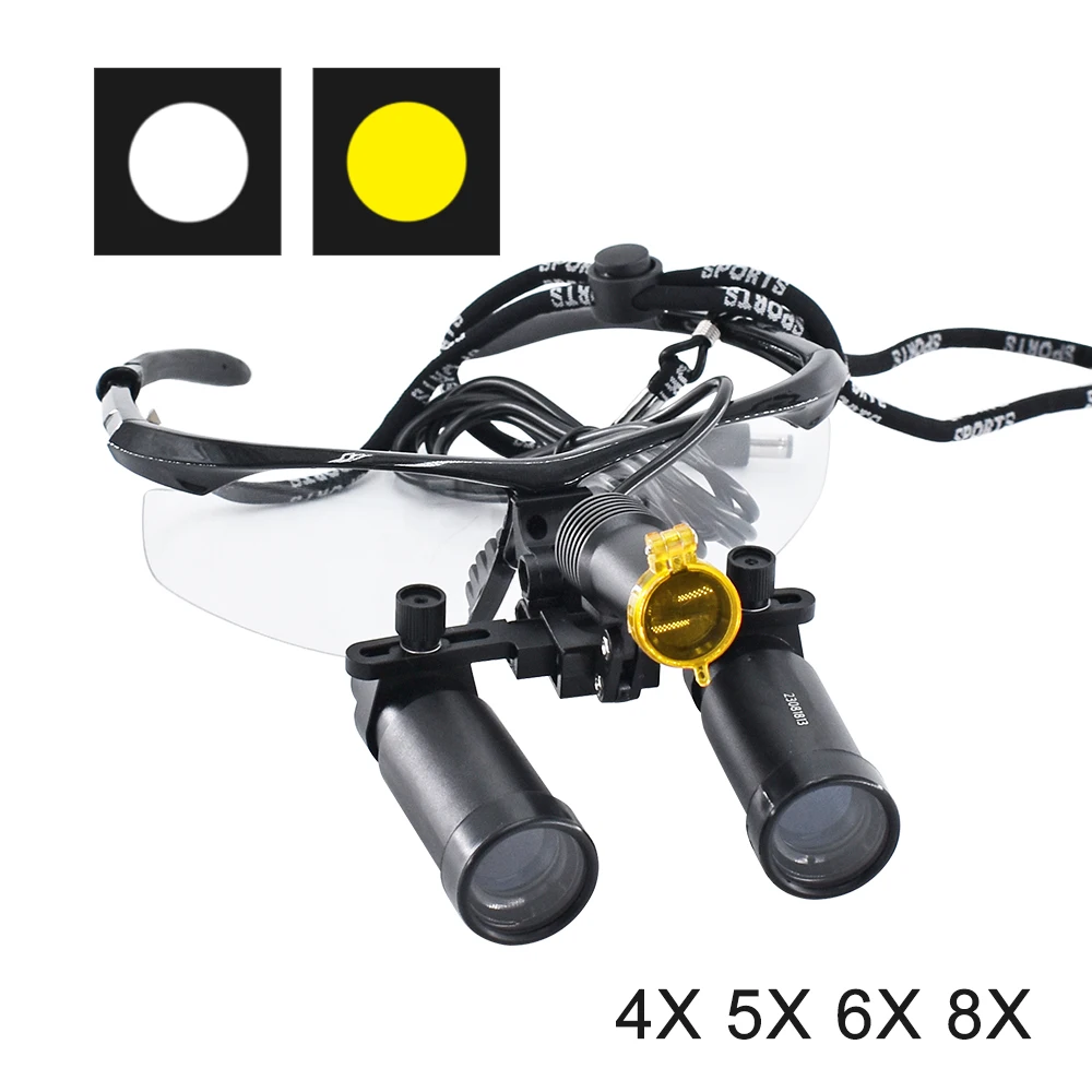 4x 5x 6X 8x High Magnification Surgical Magnifier with good spot led light Glasses Type Den tal Surgical Loupes /Magnifying Glas