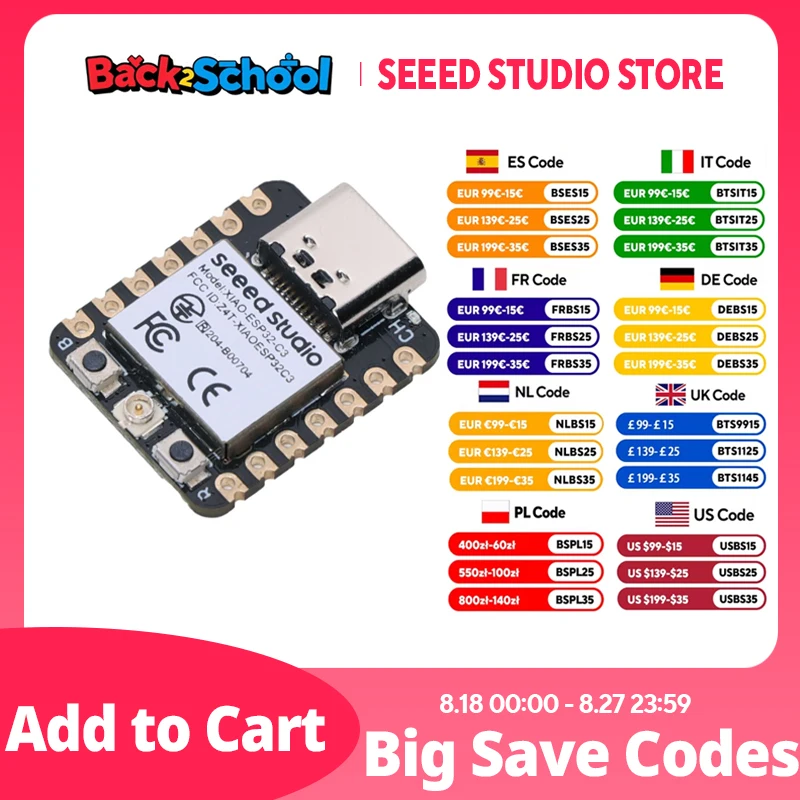 

Seeed Studio XIAO ESP32 C3 Mini Development Board Seeeduino Xiao ESP32C3 Module WiFi BlE5.0 RISC-V for Arduino