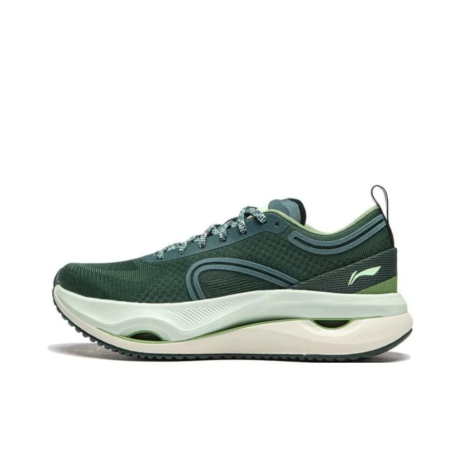 Li Ning Cushioning Slip Resistant Abrasion Resistant Lightweight Rebound Low top Running Shoes Women's Green ARHU006-5