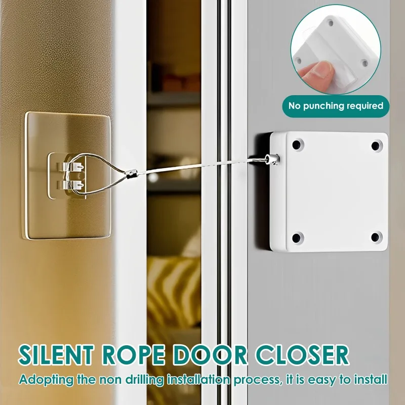 instalez-un-ferme-porte-coulissante-simple-non-perfore-equipe-d'un-ferme-porte-de-douche-automatique-avec-adhesif-et-cle