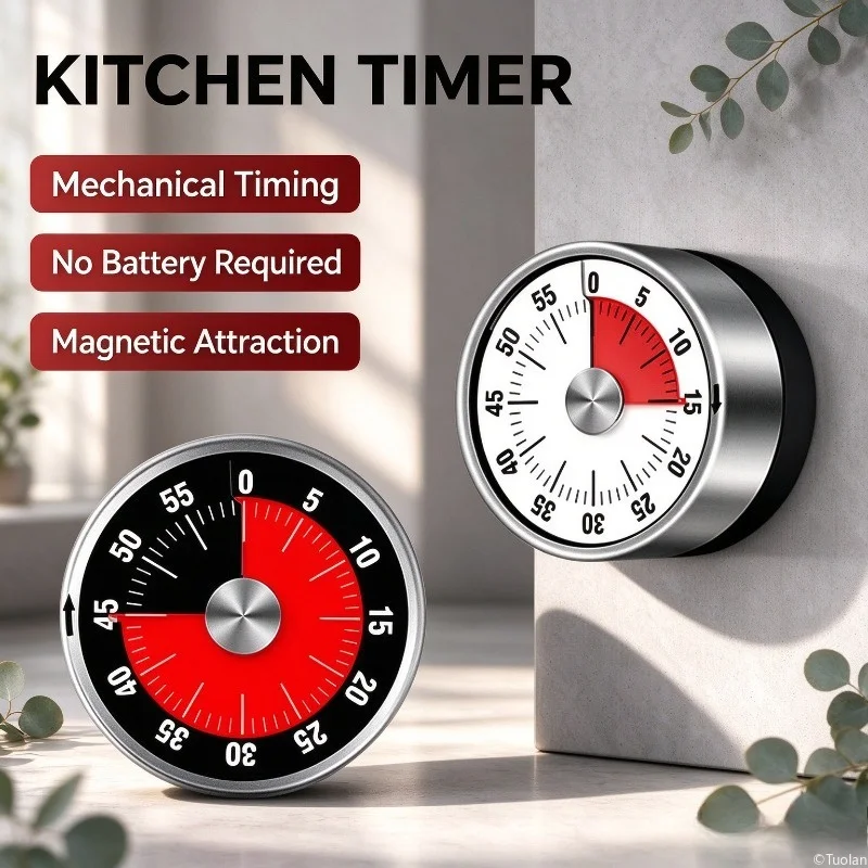 Kitchen Mechanical Timer, Student Time Management Reminder, Self-discipline Countdown Alarm for Study & Household