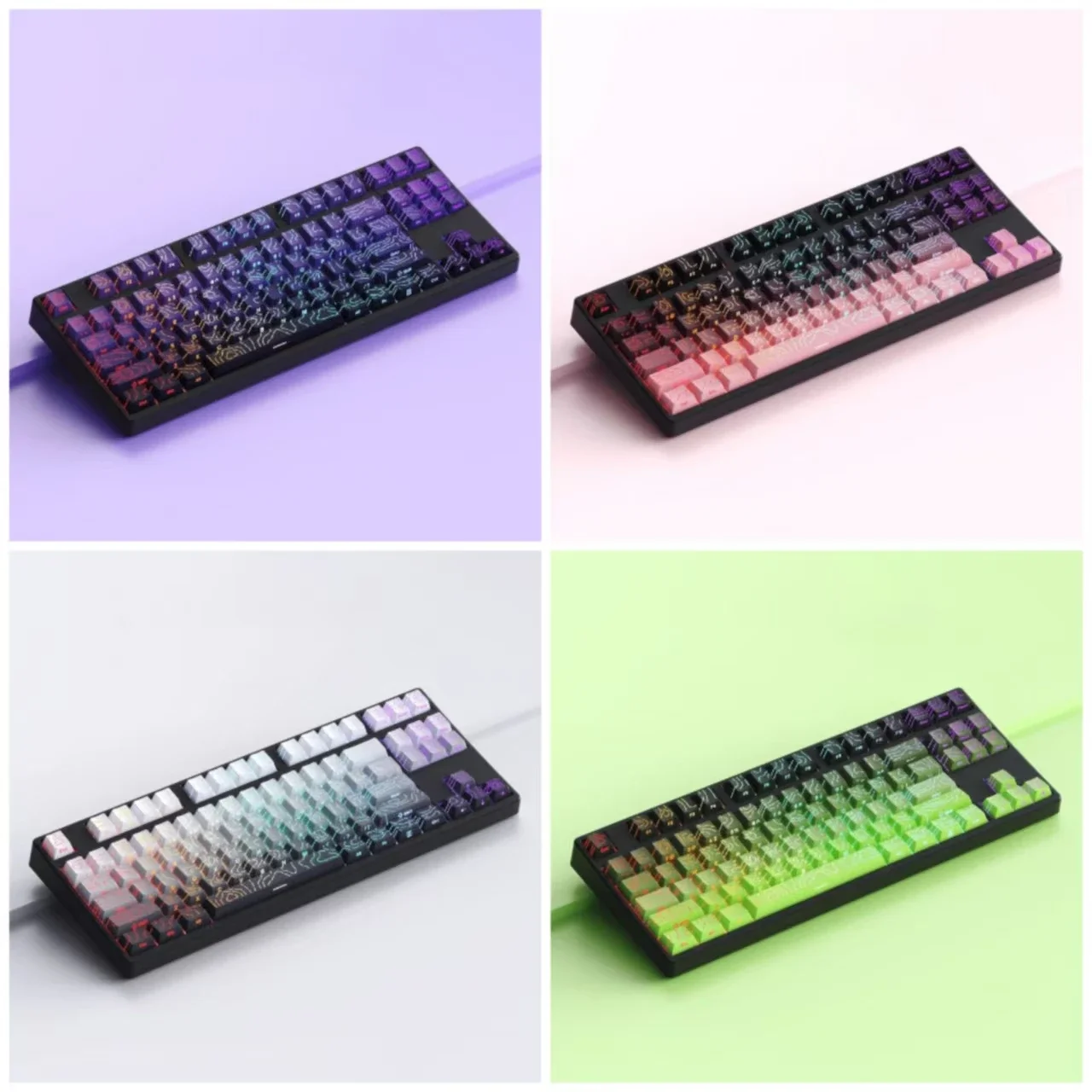 새로운 퍼플 토폴로픽 4.0 PBT 이중 사출 키캡 측면 인쇄 RGB 백라이트 키캡 체리 프로파일 (MX 스위치 게이밍 키보드용)