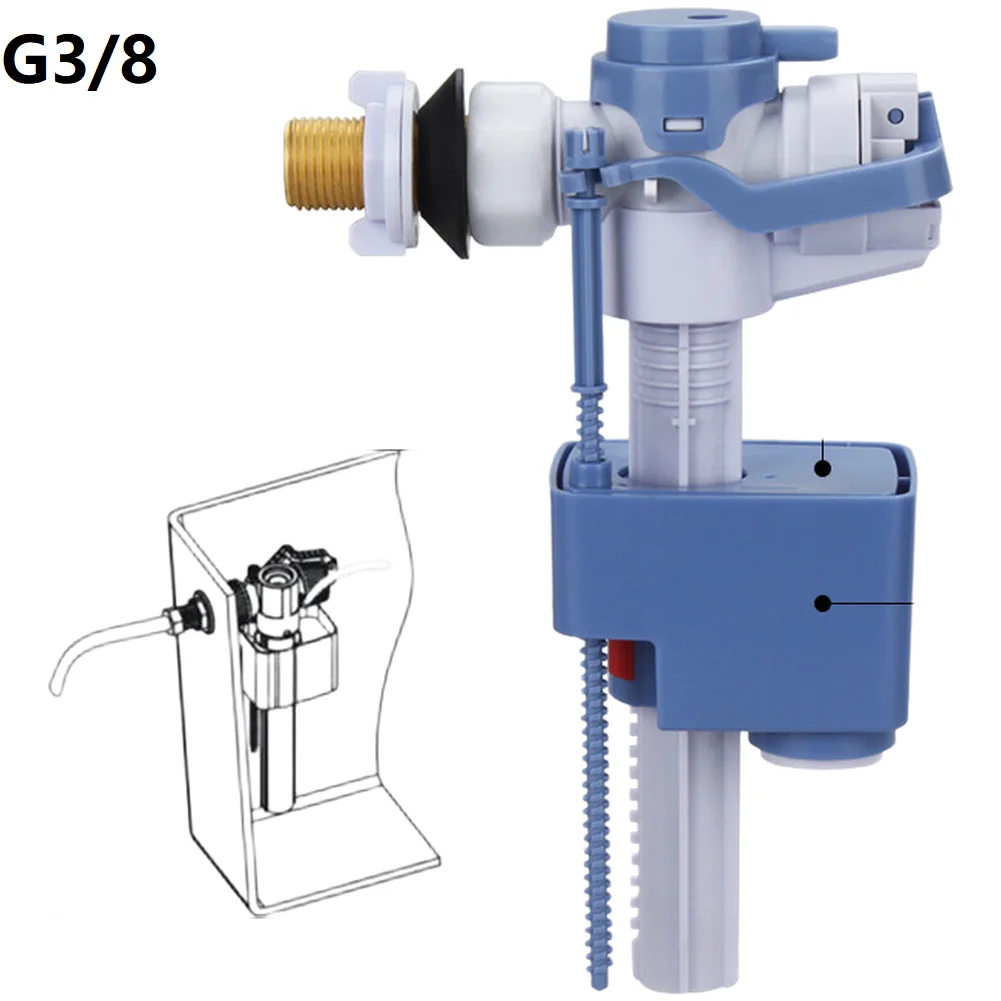 Toilet Tank Inlet Valve Featuring Dual Float Ball Design ABS Plastic Construction Brass Side Inlet and Filter Protection