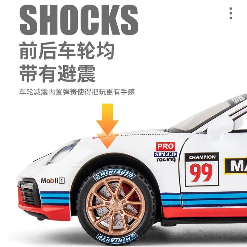 다이캐스트 1:32 포르쉐 911 997 GT3 RSR 합금 모델 자동차, 미니어처 금속 슈퍼카 풀백 차량, 남아용 어린이 선물, 어린이 핫토이