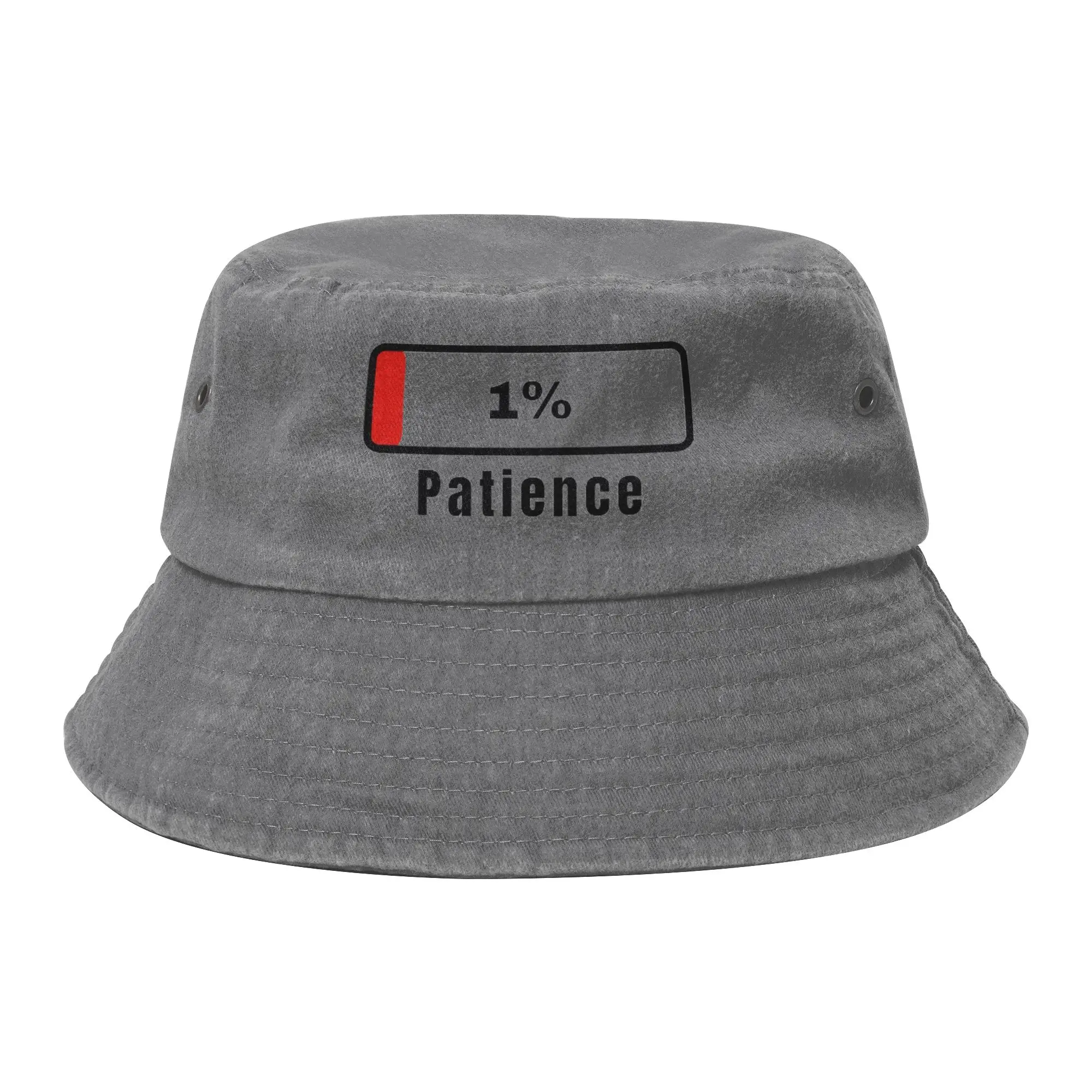 Patience at 1% Gift Cotton Bucket Hats for Unisex Summer Vocation  Denim Fisherman Cap Stylish for Beach