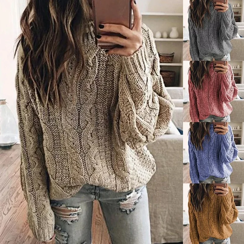 

Oversized Sweater Women Fashion Autumn Women's 2023 New Top Solid Long Sleeve Loose Knitted Sweater Women