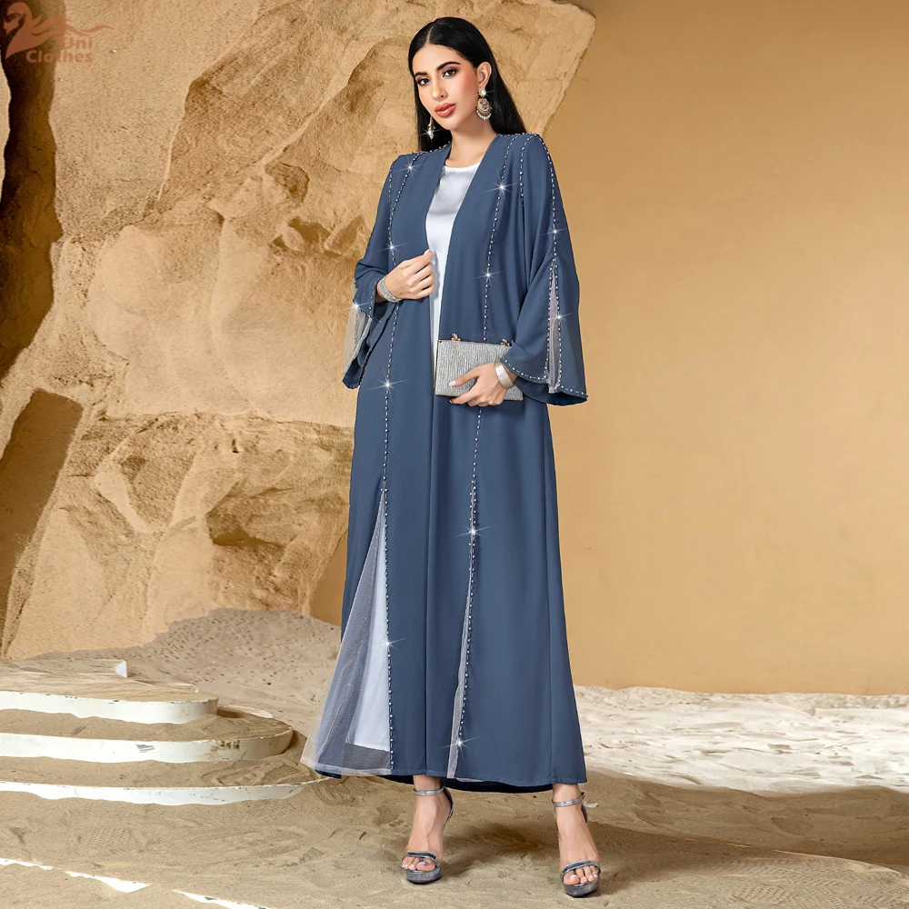 Eid Diamonds Abayas for Women 2026 Fashion Muslim Dress Dubai Open Abaya Kebaya Kimono Jalabiya Caftan Marocain Femme Robe Gown