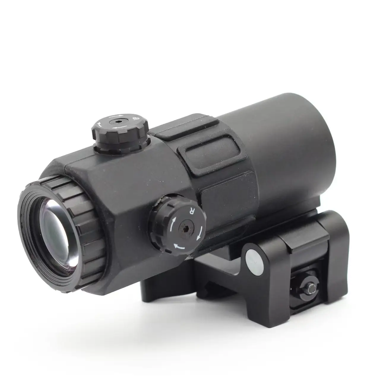 Tactical G45 Sight Fixed 5X Magnifier Scope with Switch to Optics Reflex Side Quick Detachable QD Mount for Airsoft Hunting