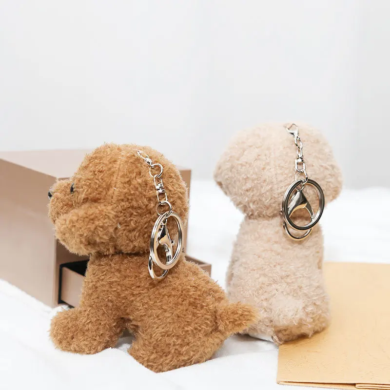 New 12cm Cute Teddy Dog Plush Keychain Small Pendant Kids Toys Backpack Hangings Stuffed Animals Christmas Birthday Gifts