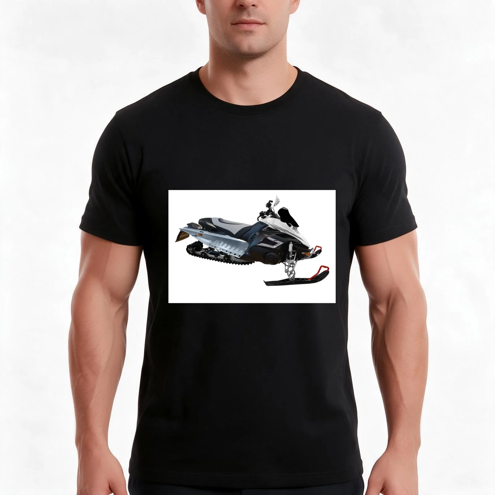 Ski-doo snowmobile isolated on white T-Shirt, Summer Casual Cotton Tee, Oversized Streetwear Tops, Vintage Graphic Print