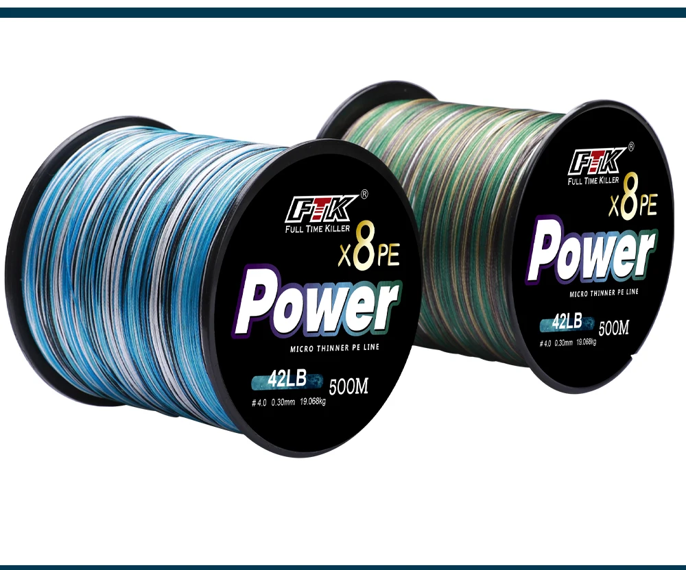 FTK PE X4/X8 Karpfen-Angelschnur 300/500m 4/8 Stränge Geflochtene Extrem Starke Verschleißfeste Multifilament Meeres-Salzwasser-Schnur – Detail 14