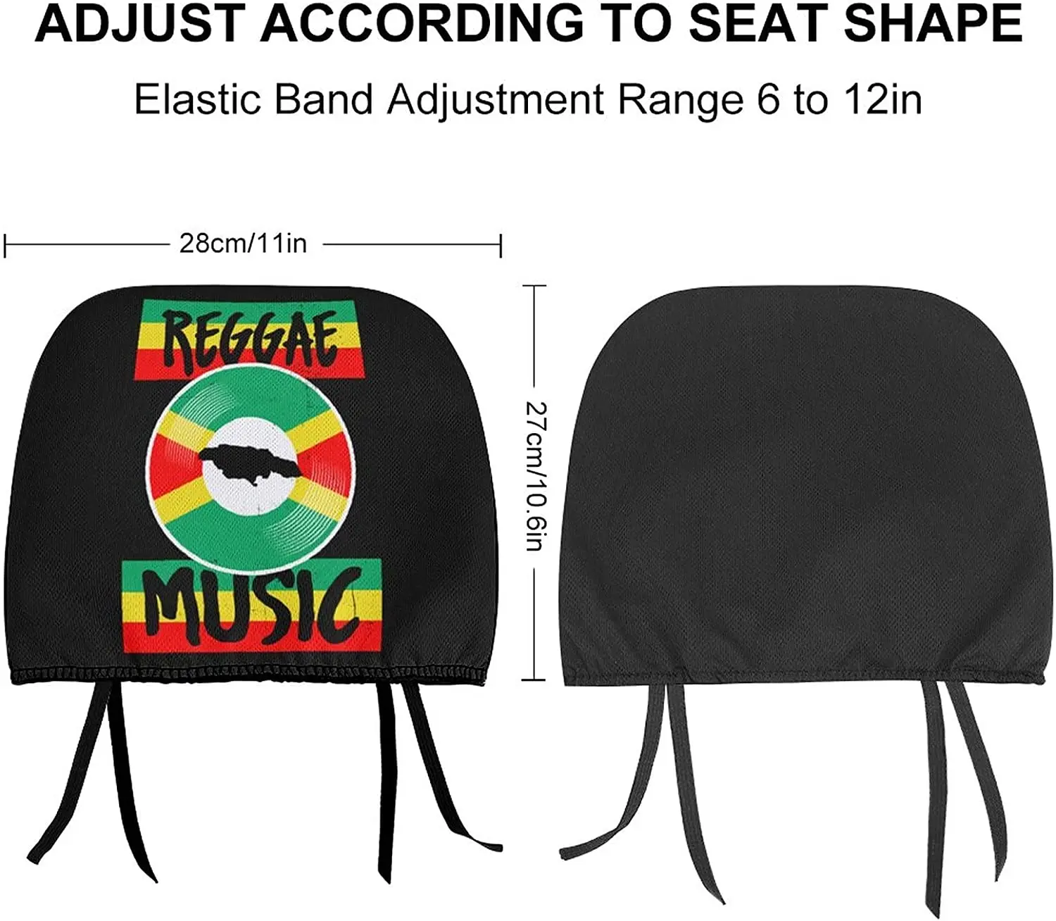 Reggae Music Vintage Jamaica Cover for Car Seat Headrest Protector Covers Funny Printed Interior Accessories Decorative