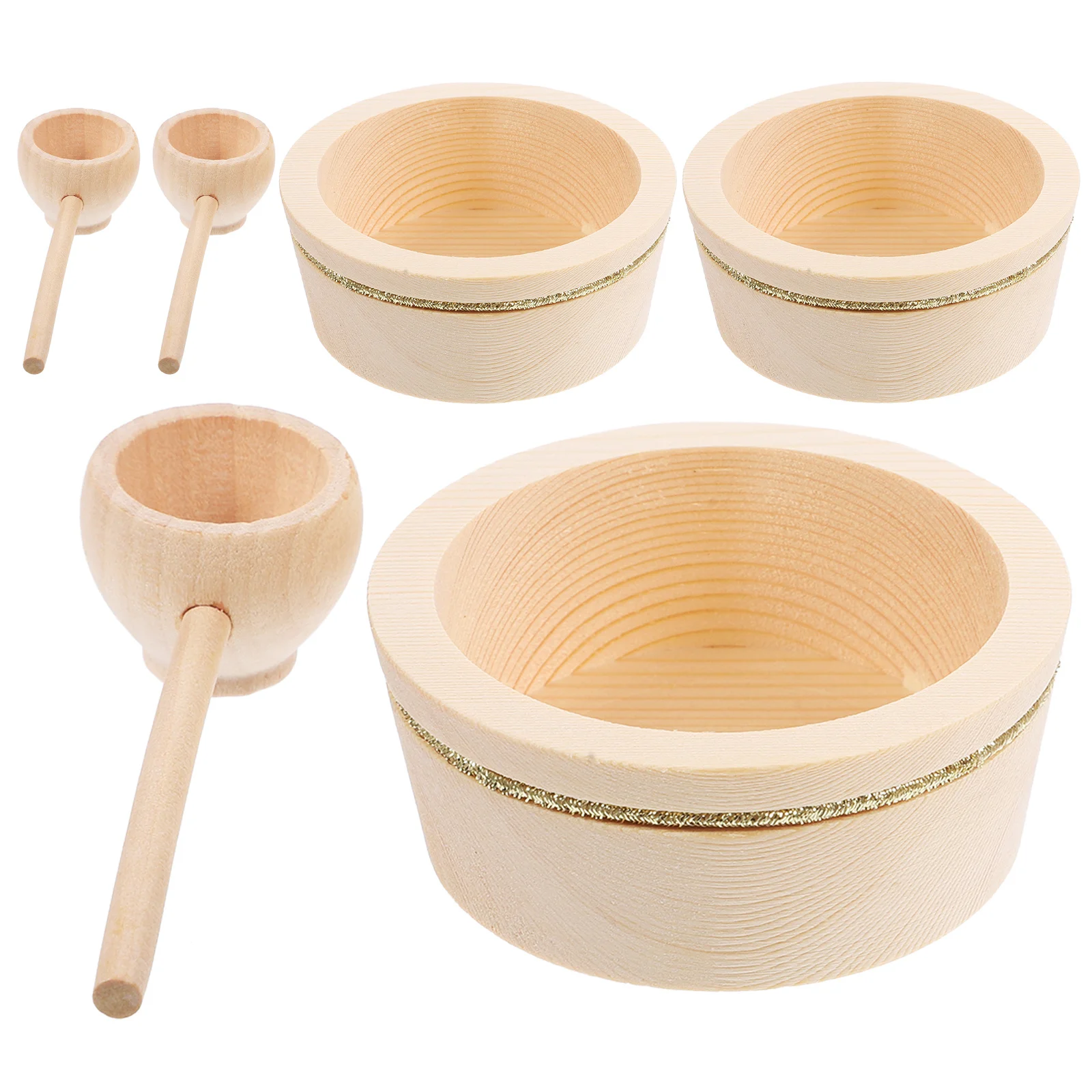 

3Sets Mini Wood Bowl Spoon Set Exquisite Miniature House Kitchen Accessories Decoration Mini Dishes Collector Gift