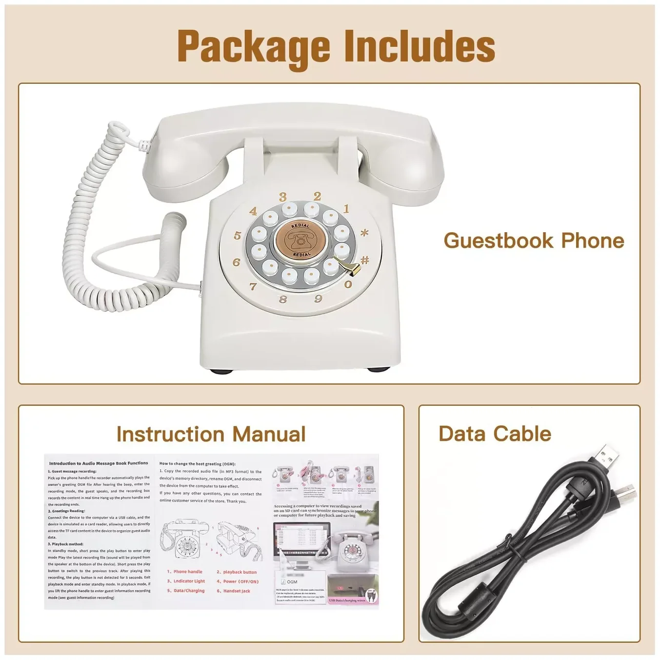Personalized wedding guestbook phone banquet voice check-in book guest voice blessing recording phone party message book