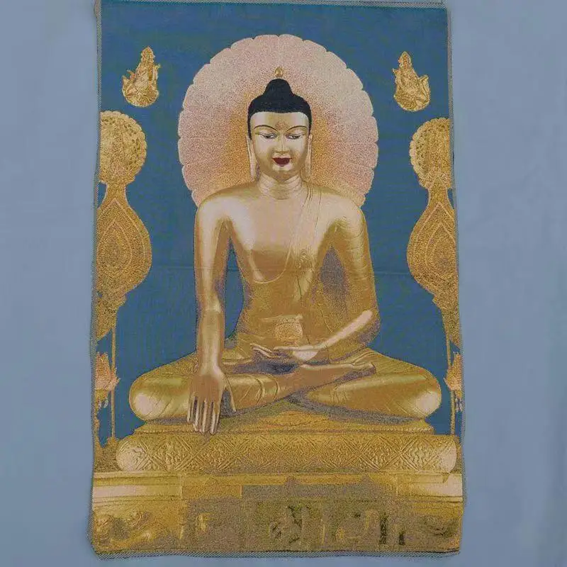Chinese Buddhism Cloth Silk Sakyamuni Buddha Tathagata Tangka Thangka Mural