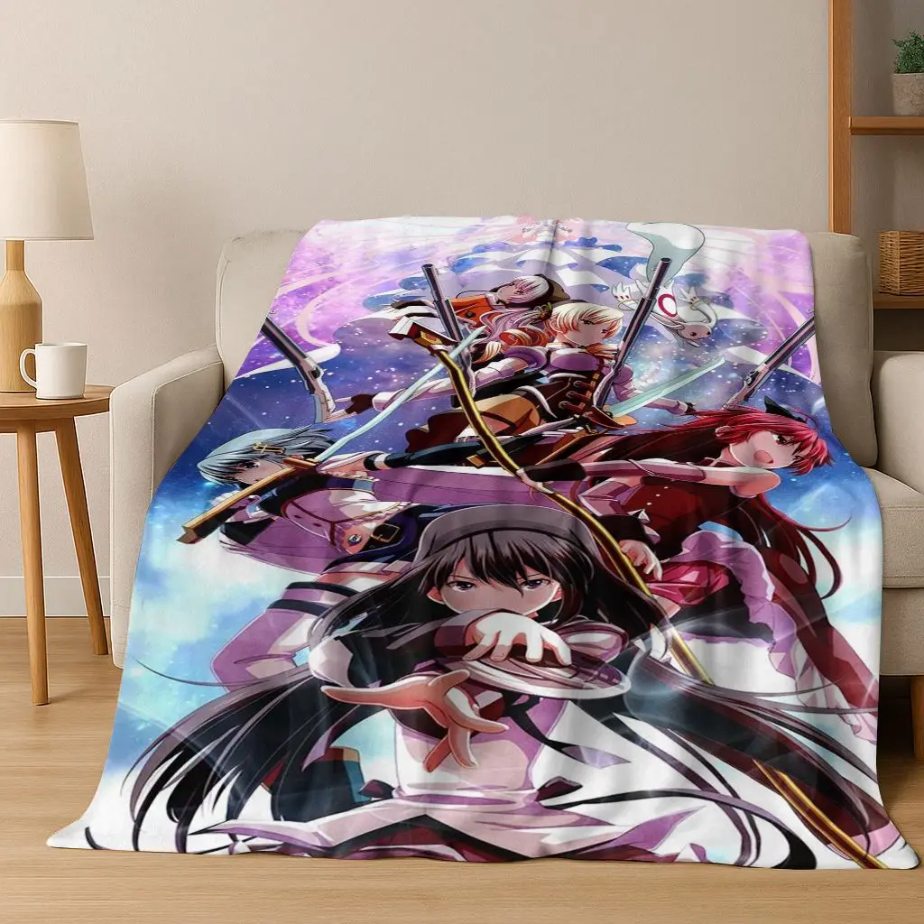 

Cartoon Puella Magi Madoka Magica Girl Anime Art Flannel Blanket,Cozy Soft Throw Blanket for Home Bedroom Bed Sofa Cover Kids