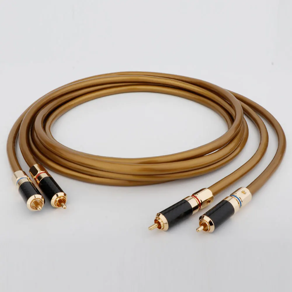 Preffair X421 Hexlink Golden 5-C HIFi RCA Cable Hifi Audio  OCC Copper With Carbon Fiber RCA Plug Connector Cable Audio Cable