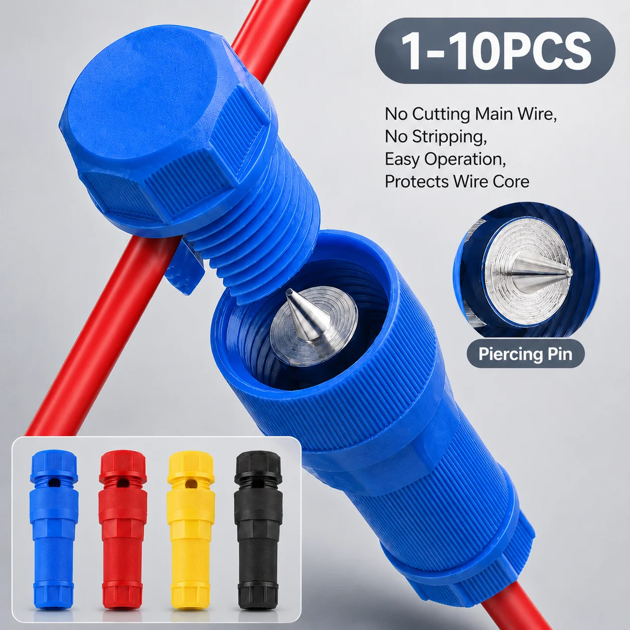 Low Voltage Wire Connector 1-10PCS Waterproof Piercing Quick Lock Cable Tap No Strip Main Wire for Outdoor Landscape Path Lights