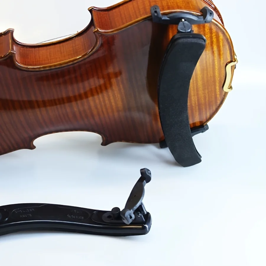 1 Buah Sandaran Bahu Biola Dapat Disesuaikan-Nyaman untuk Ukuran 1/4 & 1/8, 3/4 & 4/4, Plastik Hitam, Aksesori Instrumen Penting