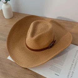 Summer Big Edge Wild Sun Cap Men And Women Outdoor Cowboy Sunscreen Straw Cap Foldable Curling Hat Beach Fishing Casual Hat