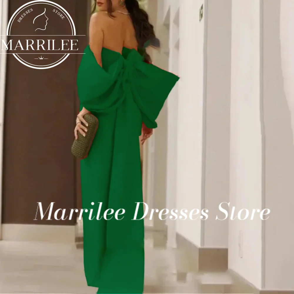 MarrilRed-vestido de sirena personalizado para mujer, vestido de invitados de boda con abertura lateral y hombros descubiertos, Vestidos sencillos