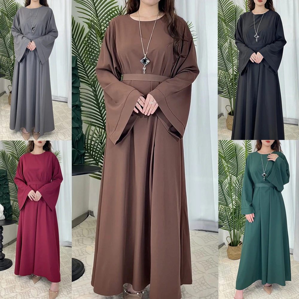 

Ramadan Eid Fashion Flare Sleeve Muslim Abayas Robe Islamic Dresses Turkey Hijab Long Dresses Moroccan Kimono Femme Musulmane