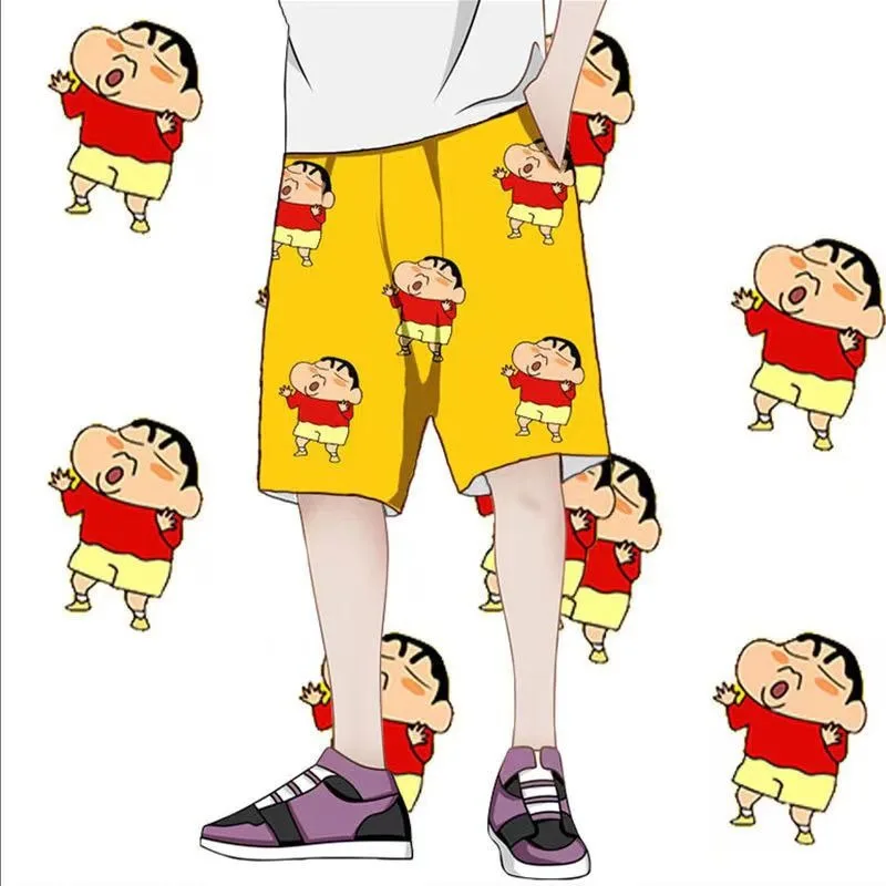 Pantalones Cortos de Pijama con Estampado de Crayon Shin-chan, Estilo Nuevo, para Hombre y Mujer, Pantalones de Playa Informales con Estampado de Dibujos Animados