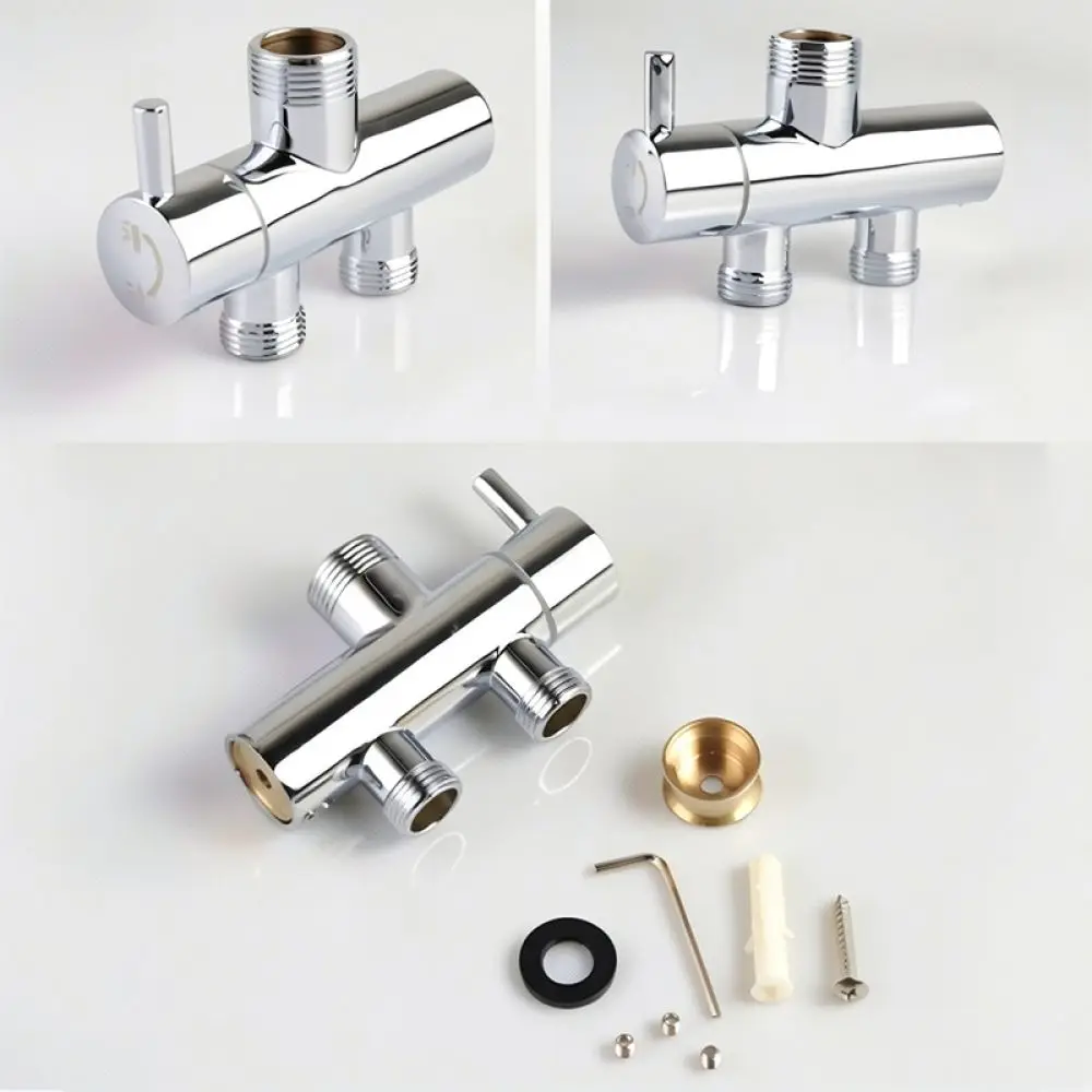 Shower Diverter Valve 3 Way Switch Adapter Modern Black Stainless Steel For Bathroom Faucet Sprayer Pipe Connector