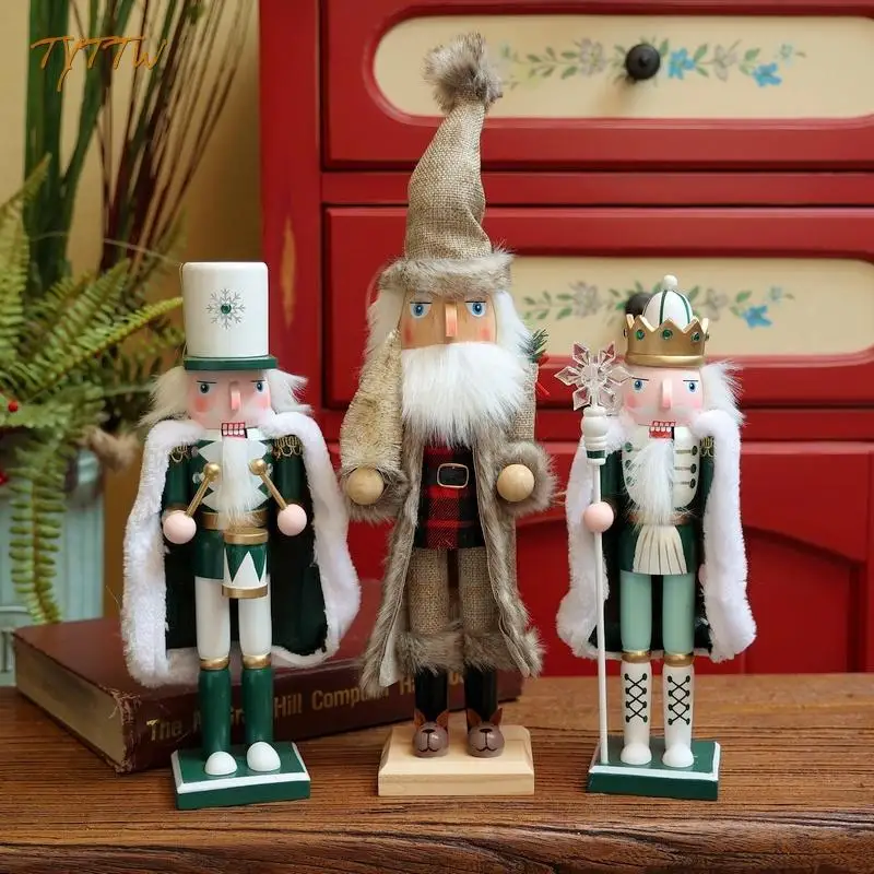 Nordic Light Luxury Walnut Clown Soldier Wooden Puppets Cartoon Gifts Home Decoration Sculpture Wooden Material Couple Expres...
