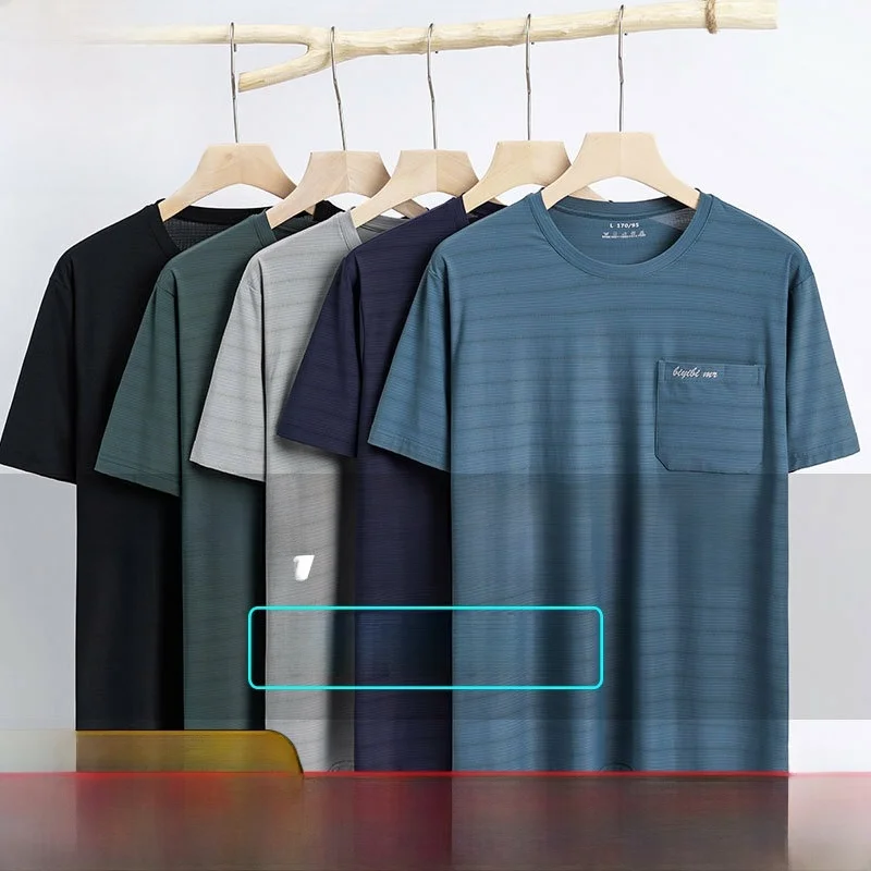 

Pierre Cardin Ice Silk ort Sve T-irt round Ne ket Design Breathable Qui Dry Sports Top for Middle-Aged Men Summ...