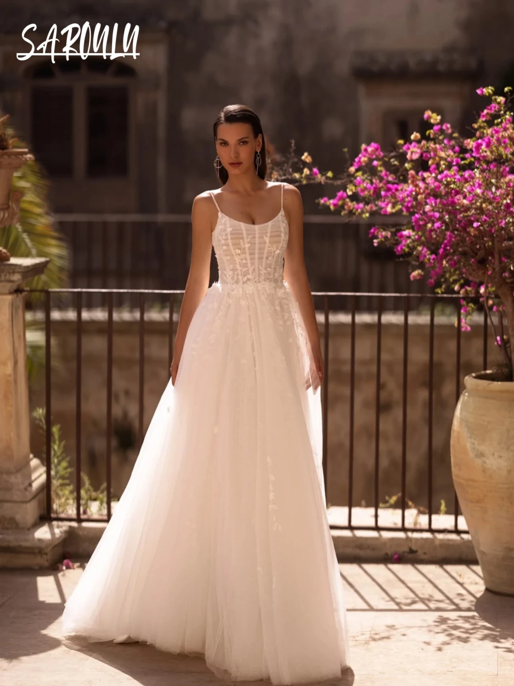 Vestido De novia De corte en A, prenda sencilla con apliques De playa, clásico, con tirantes finos, largo hasta el suelo, hecho a medida