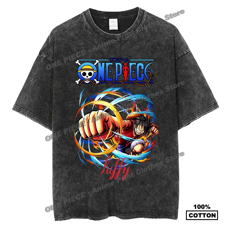 

Japanese Anime One Piece - Luffy Print T Shirts Quality Cotton Vintage Oversized Tees For Street Men Women Casual Short Sleeve