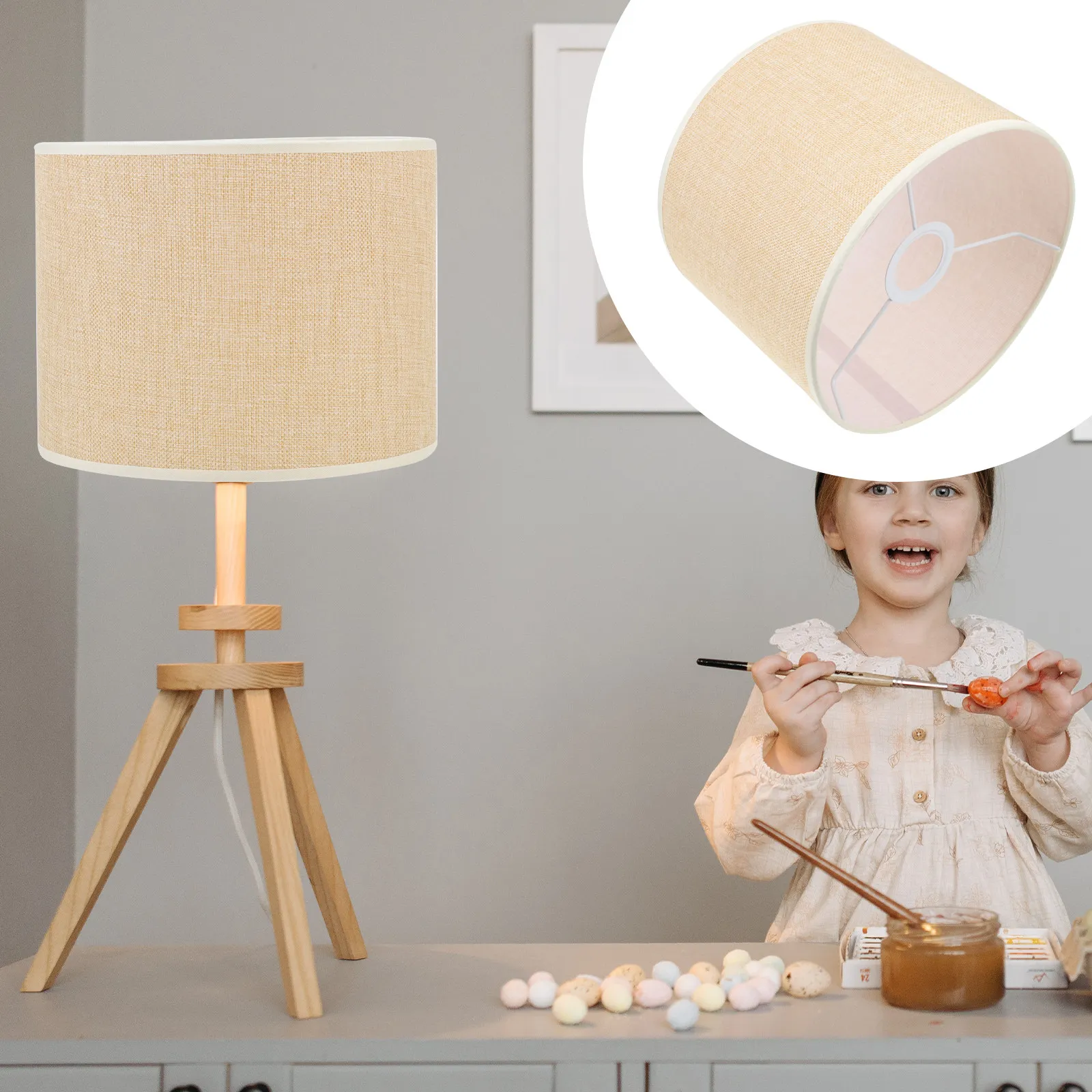 1Pcs Linen Cloth Art Lamp Shade Simple Elegant Stable Light Cover for Living Room Bedroom Home Light Decor Modern Household