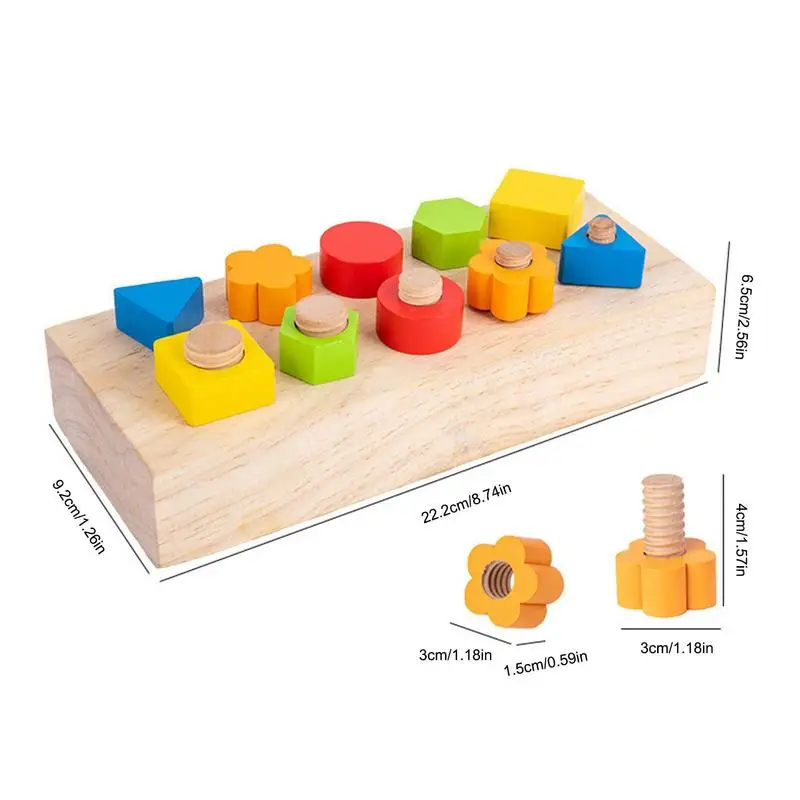 색상 모양 너트 볼트 나무 몬테소리 장난감, 어린이 미세 모터 기술 나사 보드, 크기 일치 인지 게임 교육 감각 장난감
