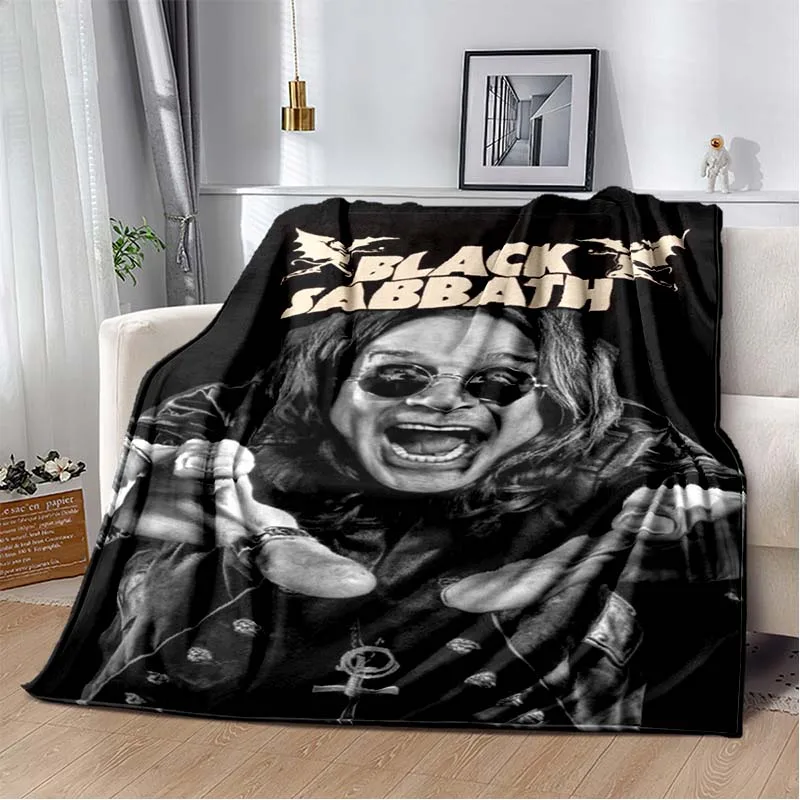 Black Sabbath Vintage Rock Band Print Flannel Blanket Ultra Soft Warm Throw For Couch Bedroom Living Room Home Music Decor Gift