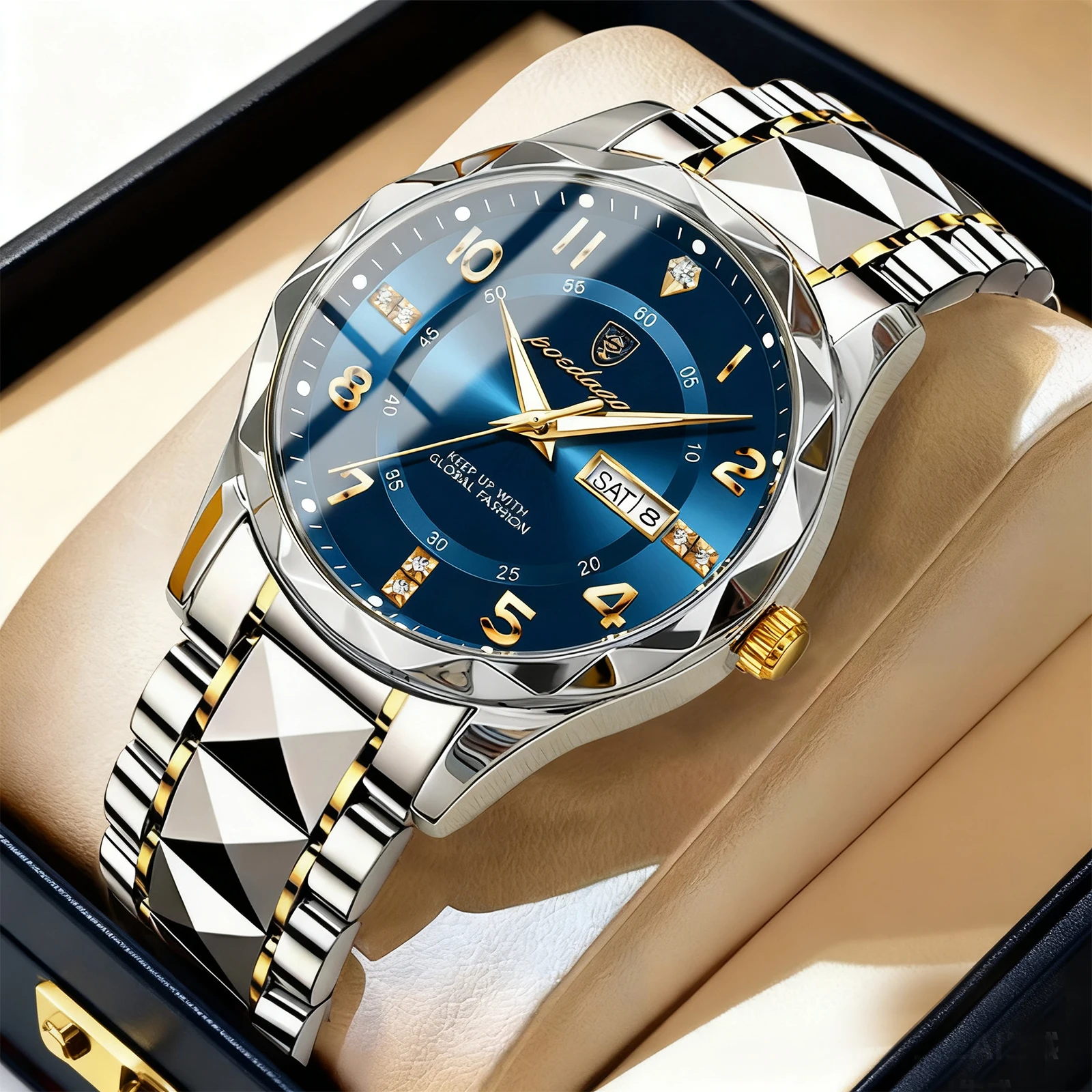 POEDAGAR الفاخرة موضة ساعة كوارتز رجالية مقاوم للماء تاريخ الأسبوع مضيئة ساعة اليد الفولاذ المقاوم للصدأ ساعات رجالية رياضية الذكور Reloj #1