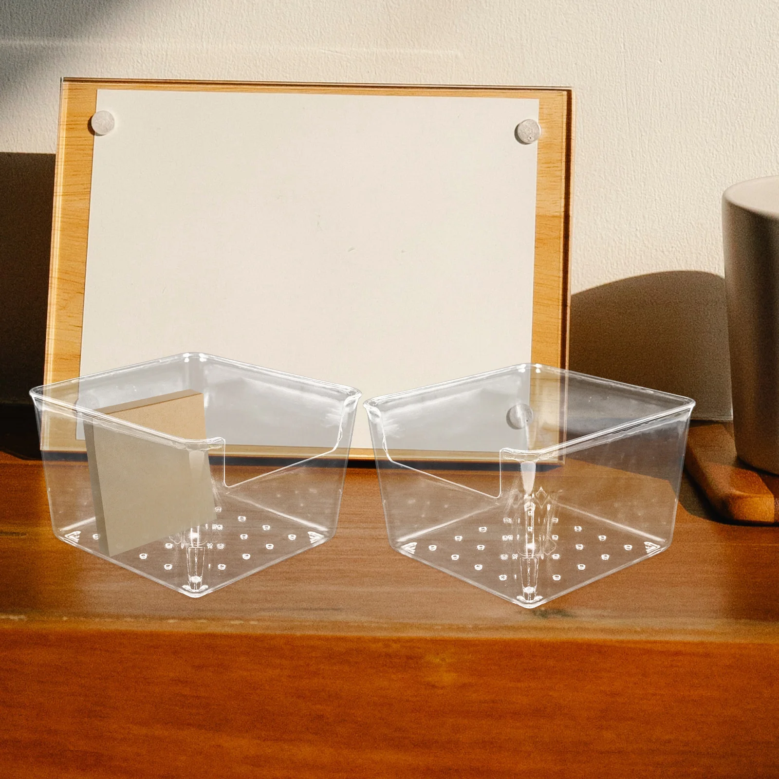 

Clear Plastic Memo Holder Stylish Desktop Organizer Notepad Storage Box Easy Clean Smooth Edges Compact Office Supplies