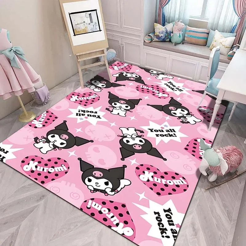 Sanrio Kuromi Print Cartoon Carpet Rug for Home Living Room Bedroom Girl Room Decor Non-slip Floor Mat Play Area Rug HolidayGift